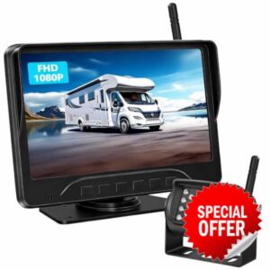 Digital Wireless Car Reversing Camera Kit VASTEND 7'' Reverse Camera with 14 Infrared Lights IP69 Waterproof Rear View Camera with Clear Image for Van Trailer Motorhome Caravan Camper (VE-7C)