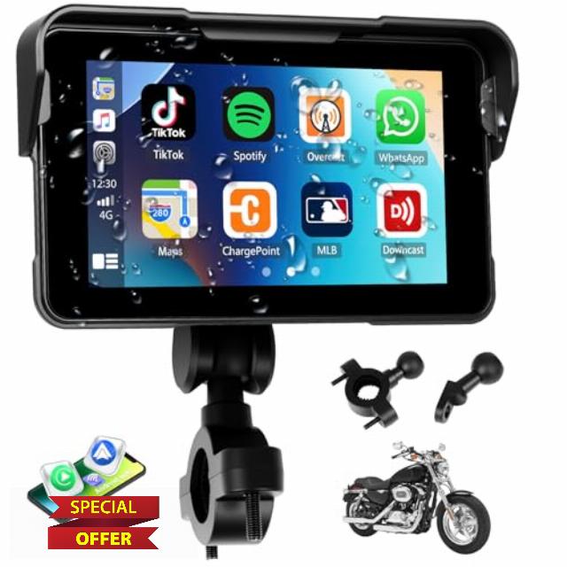 Motorcycle CarPlay Screen with Wireless CarPlay Android Auto