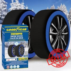 Goodyear Calze da Neve Star Gripper Omologate Italia EN 16662-1:2020 Due Catene da Neve in Tessuto per Auto