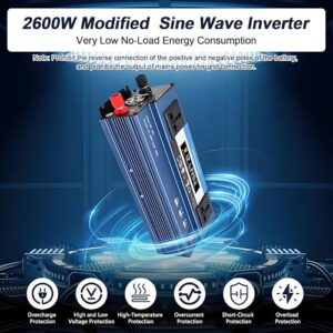 12V/24V to 220V AC Car Inverter with 3 AC Outlets & 3 USB Ports