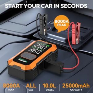 25000mAh 150PSI Car Battery Booster Jump Starter (All Gas/10L Diesel)