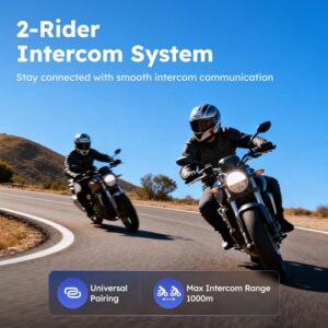 Bluetooth 5.3 Helmet Communication System with Universal Pairing/FM/1000 mAh Batterie