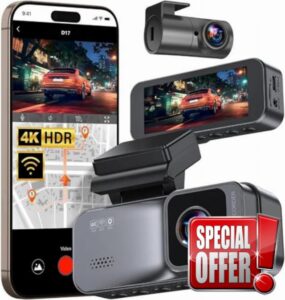Mivo Dashcam Pro - Front & Rear 4K Recorder with 170° Wide Angle