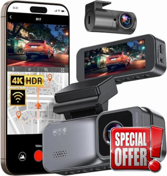 Mivo Dashcam Pro - Front & Rear 4K Recorder with 170° Wide Angle