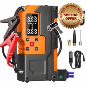 5000A Jump Starter Power Pack with 150PSI Car Tyre Inflator Air Compressor |10000mAh Car Battery Booster Jump Starter(9L Petrol/7L Diesel Engines) Portable 12V Battery Pack Jump Box with LED Ligh