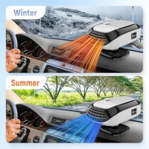 150W Anti-Fog Plug in Cigarette Lighter Portable Heater Fan 2 in 1 Heating/Cooling Mini Car Heater Defroster