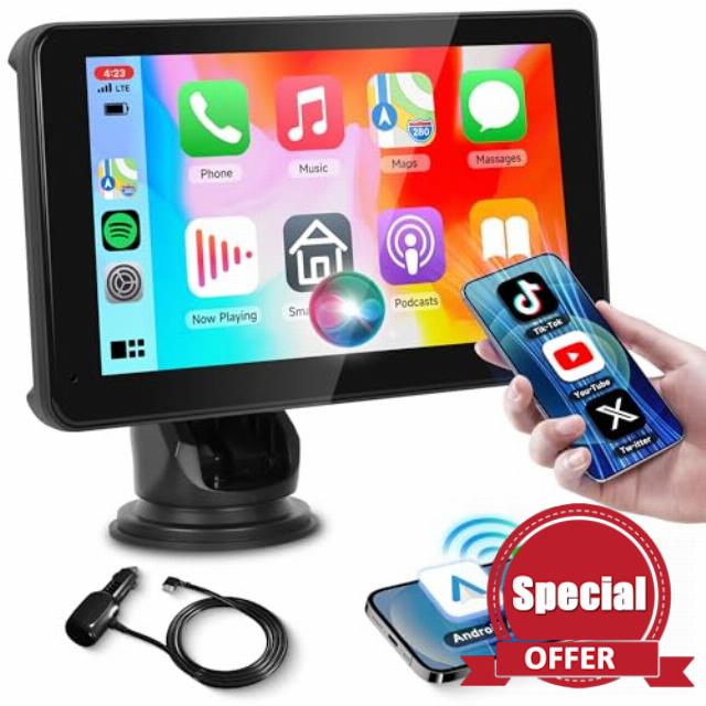 Wireless Carplay Screen Portable Car Stereo Android Auto Screen