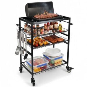 Heavy-Duty BBQ Cart Featuring Lockable Swivel Wheels
