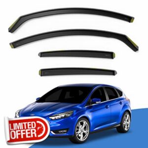 EdgeVisors Wind Deflectors for Ford Focus MK3 5 Door Hatchback (2011-2018) 4pc Set | In-Channel Rain Guards & Accessories