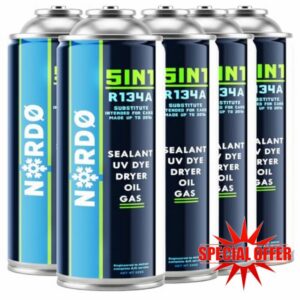 Nordo 5-en-1 – 5x Réfrigérant R134a 235 g Chaque Boîte Pour Climatisation Auto Avec Huile