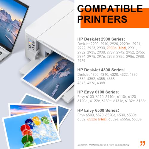 308XL Cartridges Black and Color Compatible with Original HP 308 Ink Cartridges for HP DeskJet 2900 4300 Envy 6110e 6120e 6122e 6130e 6520e 6530e 6532e Envy 6165e