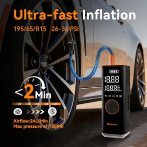 150PSI Corded/Cordless 6000mAh Long-Lasting Battery Electric Air Pump with Digital Display & Dual LED Light for Car