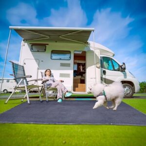 Outdoor Awning Mat Blue/Gray