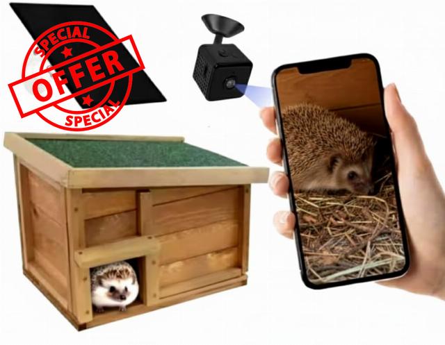 Smart Hedgehog House with HD Camera – Solar-Powered Wi-Fi Wildlife Box with Night Vision & Audio