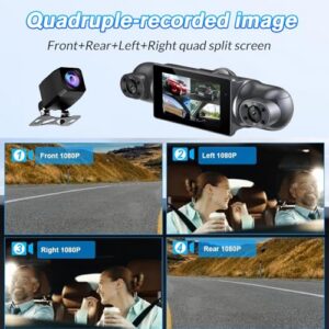 1080P Front+Left+Right+Rear Quad Dashcams for Cars