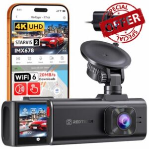 REDTIGER F7NA 4K Dual Dash Cam STARVIS 2 IMX678 8MP 5GHz WiFi (20MB/s Fast Download) Front 1080P Rear GPS Voice Control WDR HDR Night Vision 24H Parking Mode Support 512GB Max(No SD Card)