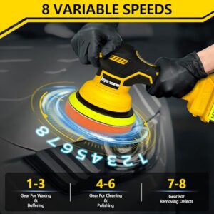 6 Inch Portable Orbital Buffer Polisher Kit for Car Detailing/Waxing/Polishing(Battery Not Include)