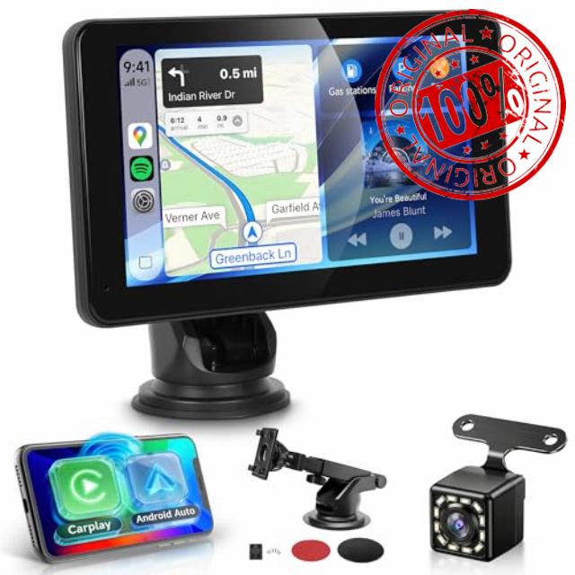 Rimoody 7 Inch Portable Wireless Car Stereo with Wireless CarPlay & Android Auto