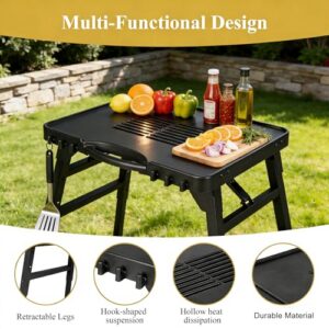 Burnhard Wayne - Foldable Outdoor Grill Stand with Height-Adjustable Fee