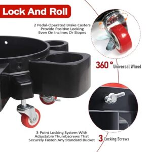 Easy-Push Rolling Bucket Caddy Buckets Buddy for Car Detailing Cleaning and DIY Projects