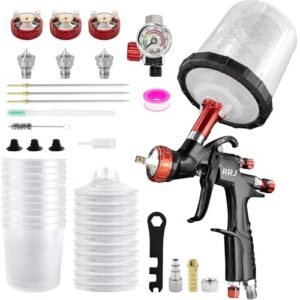 1.3/1.5/1.7mm Nozzles Paint Guns Automotive with 650ml Mixing Cup & 10x Disposable Cups