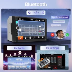 7 Inch Touch Screen 2 Din Car Stereo Mirror Link USB SD EQ FM Radio with Backup Camera Steering Wheel Control
