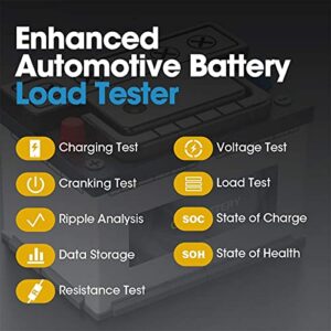 12V 100-2000CCA Battery Tester with Cranking Charging Tests