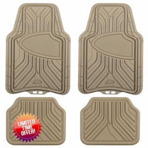 Armor All 78848 4-Piece Tan Rubber All-Season Trim-to-Fit Floor Mats for Cars
