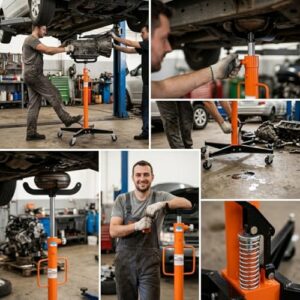 Heavy-Duty Under-Hoist Floor Jack with 360° Swivel Casters