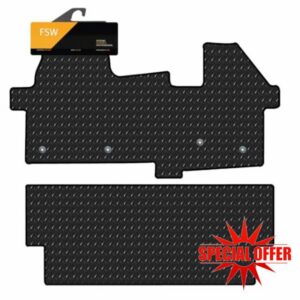 FSW - Compatible with Ford Transit Custom Crew Cab Automatic 2024-Onwards Tailored Rubber Van Floor Mats - With Black Trimming - 3mm Heavy Duty Rubber