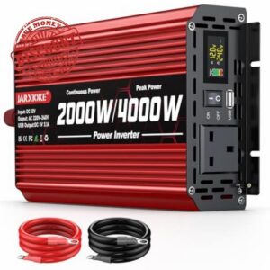 2000W Power Inverter 12V to 240V AC Car Converter with LCD Screen & 2 AC Sockets & USB for Camping