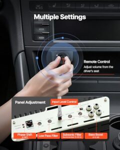 1-Channel Class D Car Audio Amplifier with Remote Subwoofer Level Control