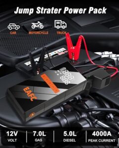 12V Portable Car Battery Booster Jump Starter with Smart Jumper Cables