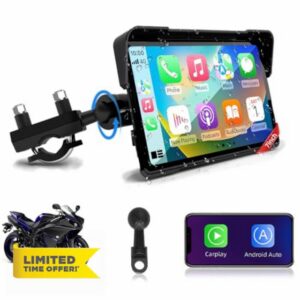 Jansite 7 inch Motorcycle CarPlay Android Auto Motorbike Carplay Screen Motorcycle Sat Nav Waterproof IP67 with Dual Bluetooth