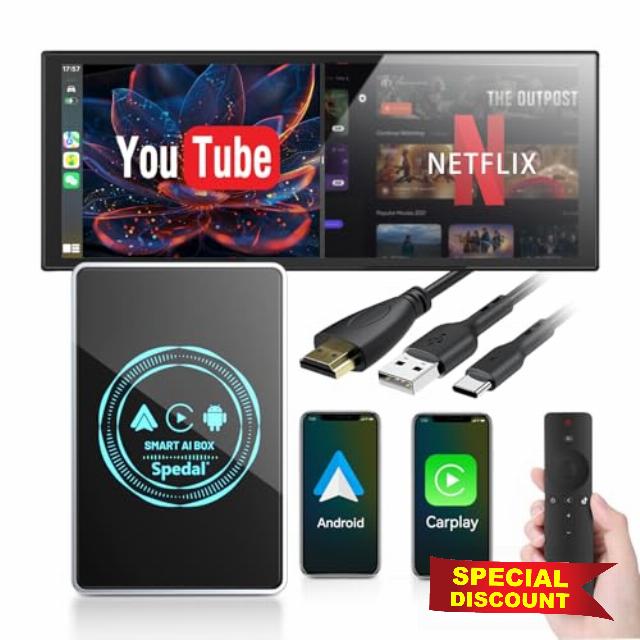Spedal CarPlay AI Box Wireless Adapter with Netflix & YouTube