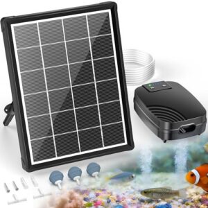 Solar Air Pump for Pond with 2200 mAh Battery Backup