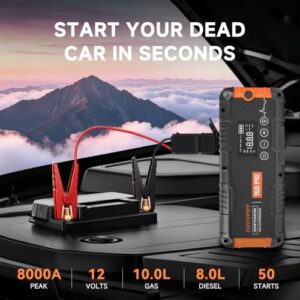 12V Jump Box and Power Bank with 600LM LED Light for Up to 10.0L Petrol and 8.0L Diesel Engines