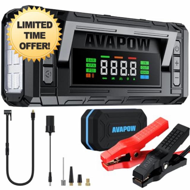 AVAPOW Jump Starter with Air Compressor