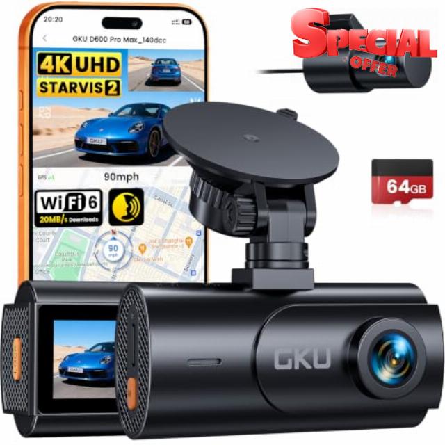 GKU 4K Dash Cam Front and Rear