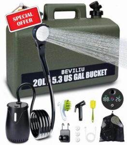 Beviliu Portable Shower Camping with 11L & 20L Food Grade Water Tank