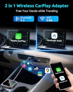 2-in-1 Wireless Bluetooth CarPlay Adapter with USB A/C