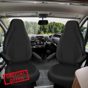 Black Seat Covers for FIAT Ducato Citroen Jumper Peugeot Boxer PossL 2 Win                                                          Motorhome Seat Covers Car Seat Protector Cushion Pilot Seats Driver & Passenger Se