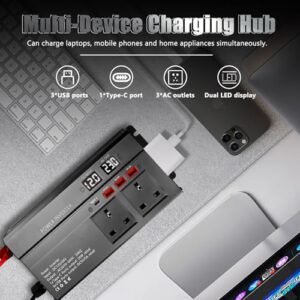 12V/24V to 230V AC Car Converter with 3 Sockets 3 USB