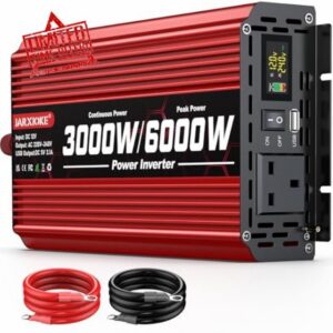 3000W Power Inverter 12V to 240V AC Car Converter with LCD Screen & 2 AC Sockets & USB for Camping