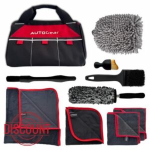 AutoGear UK Complete Car Cleaning Kit – 10 Quality Accessories + Extra-Large Drying Towel & Durable Canvas Storage/Tool Bag