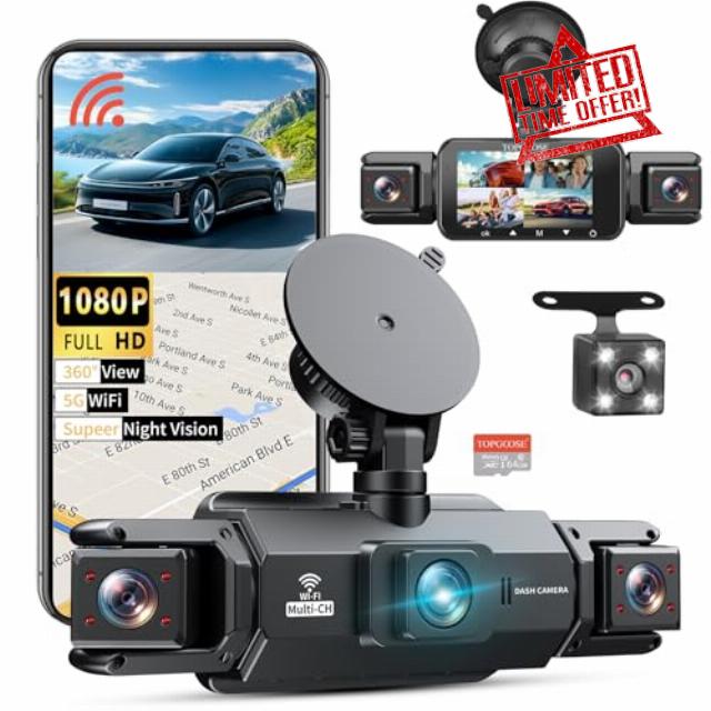 360° Dash Cam 4 Channel 5G WiFi & APP Control