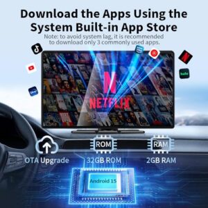 Wireless Carplay Screen for Car Android Auto Screen with Rear Camera