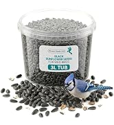 (1L Tub) Black Sunflower Seeds for Wild Bird Food Premium High Oil Natural No Husk Clean Bird Fee...