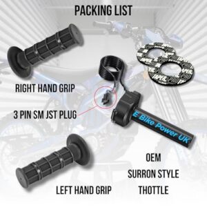 Black Grips Waffle Grip Suits 3 Pin SM JST Plug DIY EBike Surron