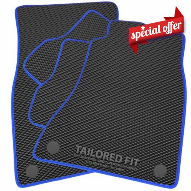 Rubber Car Mats for MG ZS Hybrid (2024 -) Exclusive Diamond Rubber with Blue Ribbed Trim [2926]